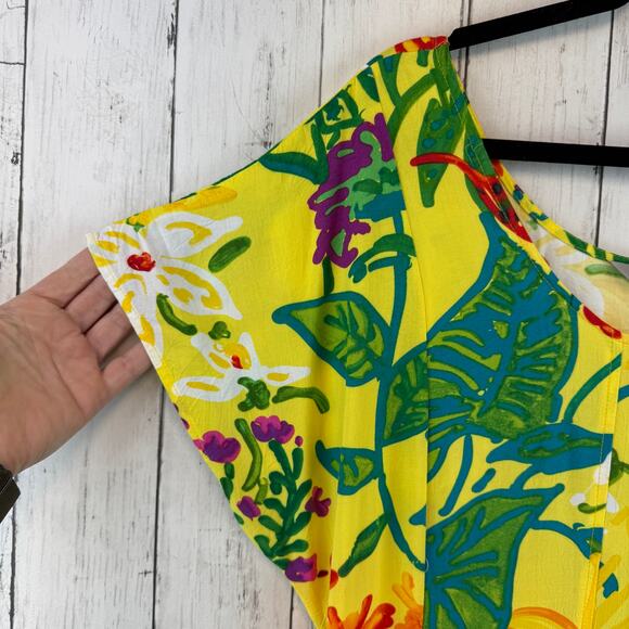 Jams World Florest Yellow Paca Palomorca Hawaiian Maxi Dress W383 Size Large - Picture 3 of 14